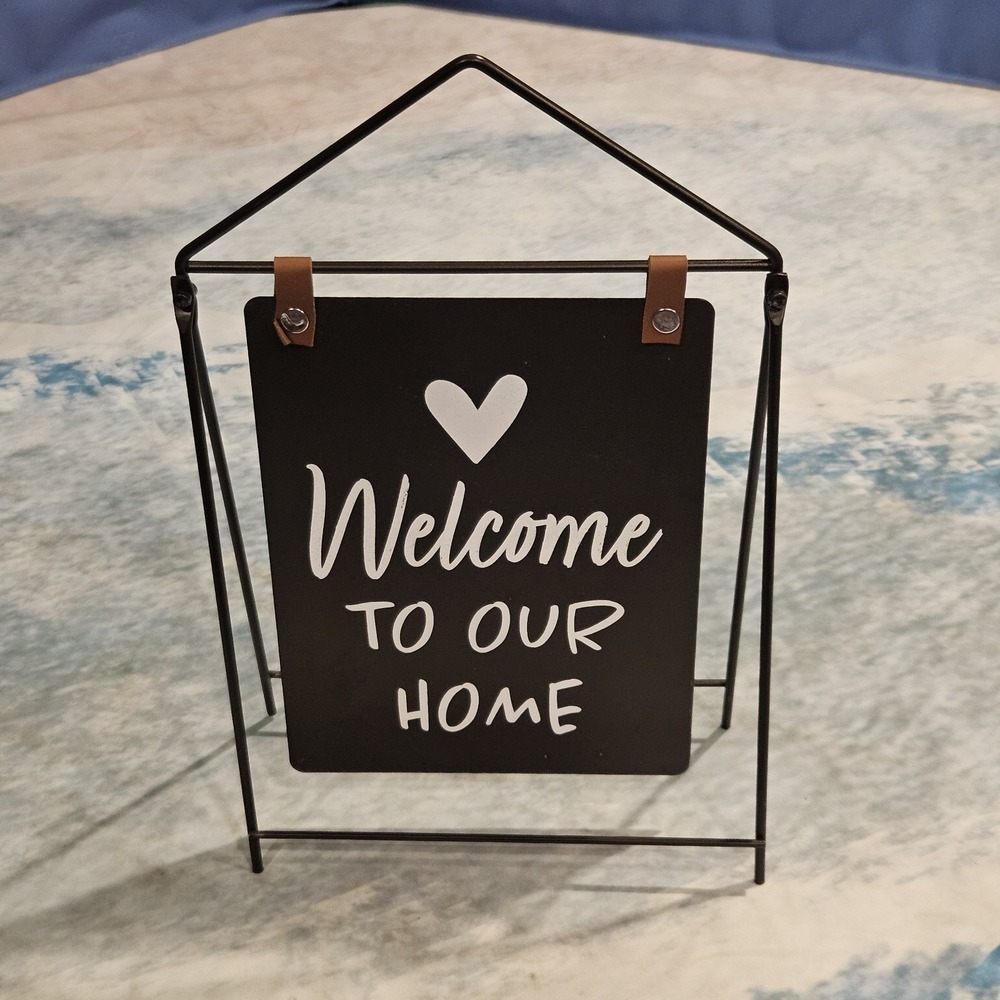 Reversible Farmhouse Metal Sign Welcome Home Fall Table Decor